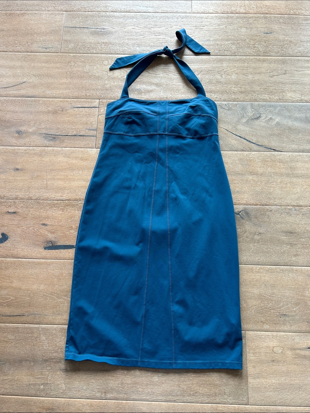 Athleta Teal One-Shoulder Halter Dress